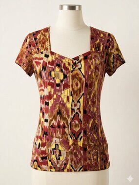 Suzie in the City Queen Ann Neckline Vintage Top - Size Small - EUC